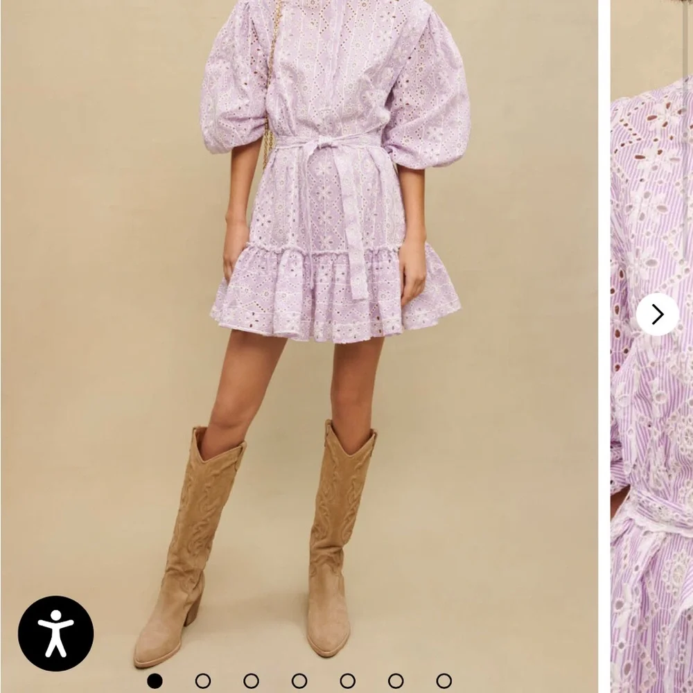 Maje Lavender Lace Dress with Puff Sleeves new with tags - Picture 3 of 3